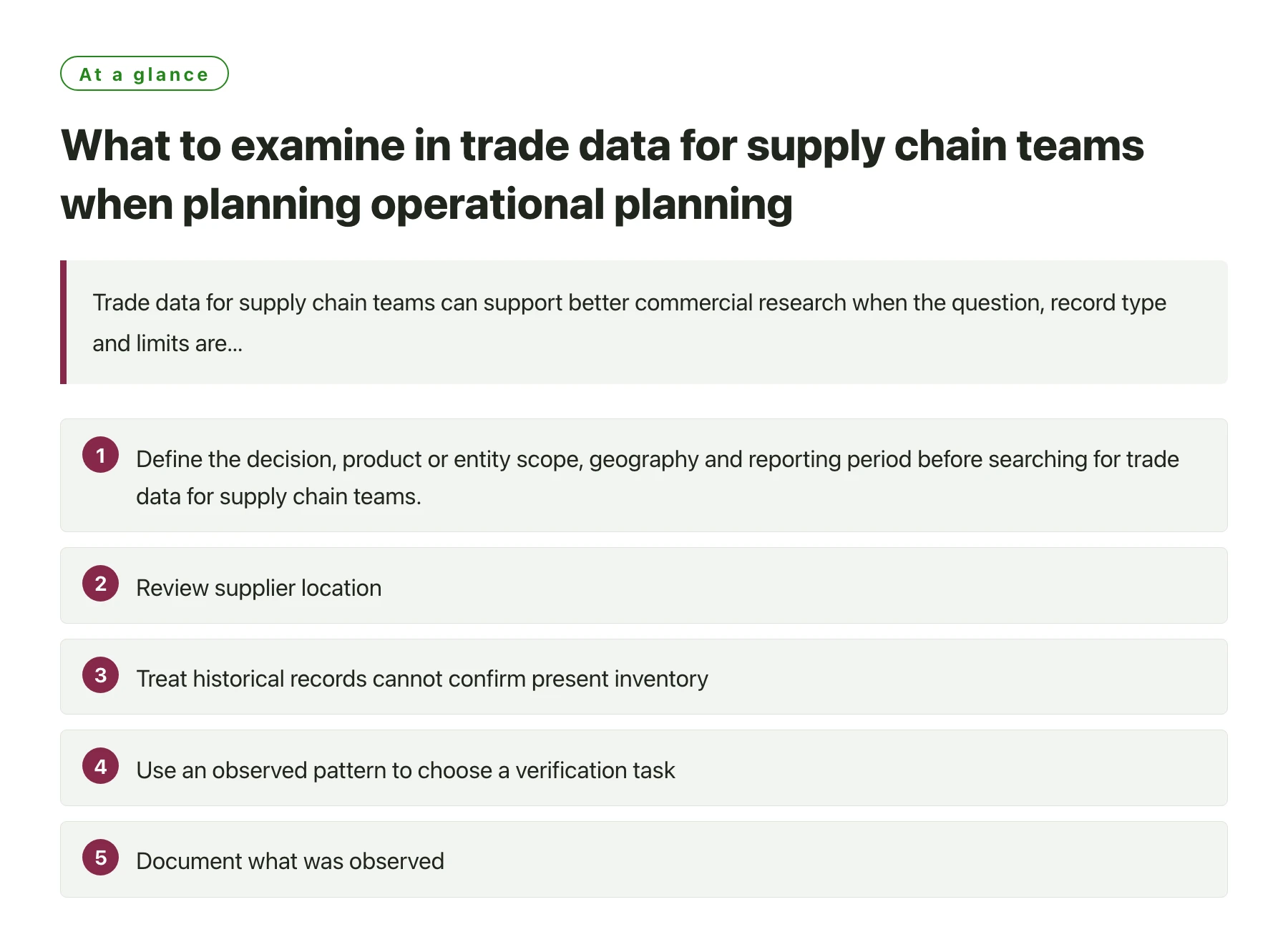 What to examine in trade data for supply chain teams when planning operational planning——全文要点速览